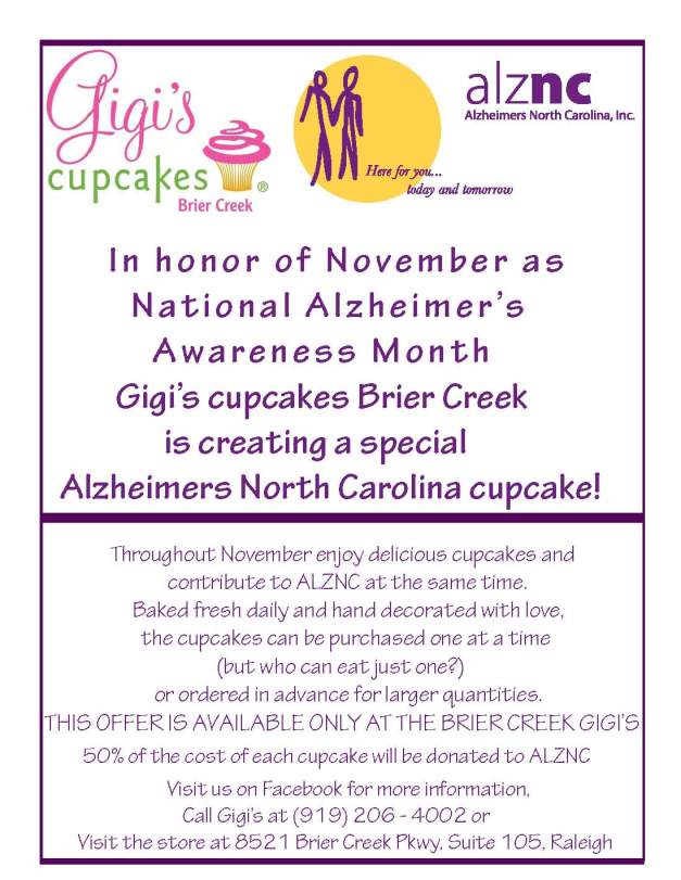 Gigi's Cupcakes and Alzheimer's of NC...